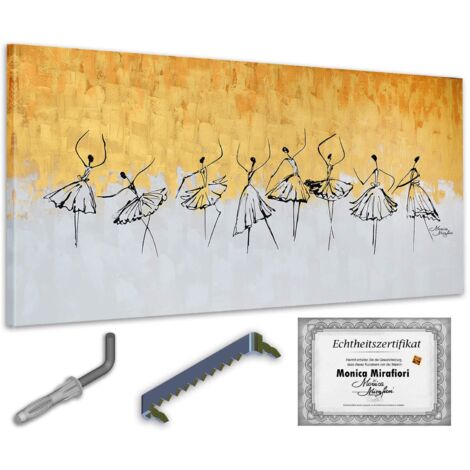 Monica Mirafiori I 100% DIPINTO A MANO I Quadro Persone d'oro 140x70cm Quadro dipinto a mano Quadro acrilico Quadro acrilico molto grande I Arte moderna I Quadri d'arte