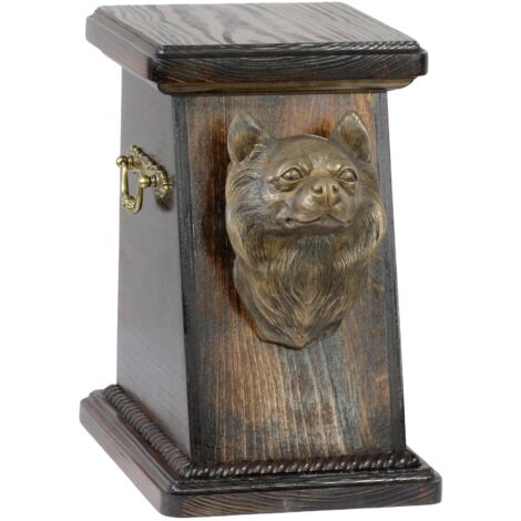 Chihuahua a pelo lungo - un'urna per le ceneri del cane, un'urna elegante con una statuetta, un'urna commemorativa con un busto di un cane di Art-Dog (1/5)