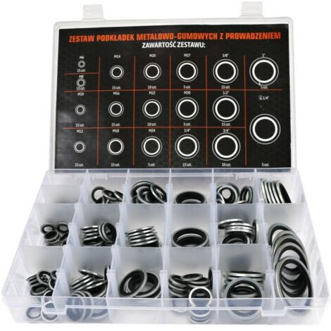 RONDELLA METALLICHE E IN GOMMA SET 205 PEZZI TEGER METRIC IN POLLICI (1/2)