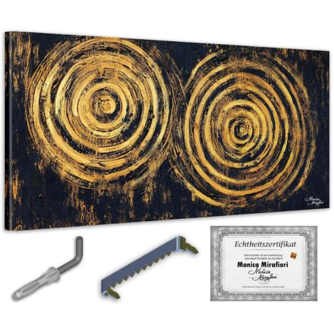 Monica Mirafiori I 100% DIPINTO A MANO I Quadro Nero e Oro 140x70cm Quadro dipinto a mano Quadro acrilico Quadro acrilico molto grande I Arte moderna I Quadri d'arte