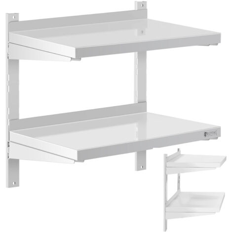 Doppio ripiano regolabile da parete per ristorazione ACCIAIO 60 x 40 cm