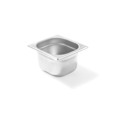 HENDI Contenitore Gastronorm, GN 1/6, resistenza termica -40 °C a 300 °C, compatibile con i forni a convezione, frigoriferi, bagno María, chafing dishes, 1L, 176x162x(H)65mm, acciaio inox