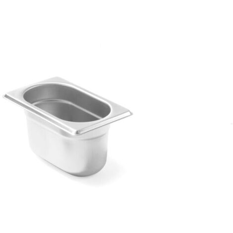 HENDI Contenitore Gastronorm, GN 1/9, resistenza termica -40 °C a 300 °C, compatibile con i forni a convezione, frigoriferi, bagno María, chafing dishes, 1L, 176x108x(H)100mm, acciaio inox