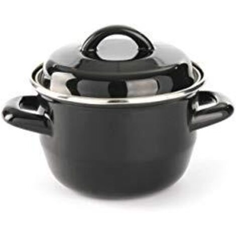 Pentola per zuppa e salsa con coperchio, nera, 0,6 l - Hendi 625705