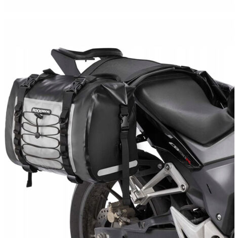 Borsa doppia impermeabile per moto, due borse laterali, grande capacità, 60L, grigia