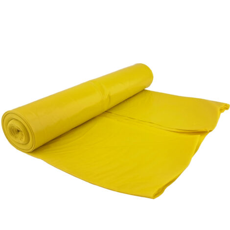 Sacchi per la spazzatura spessi 80 micron, resistenti, rotolo da 5 - giallo 240L (1/4)