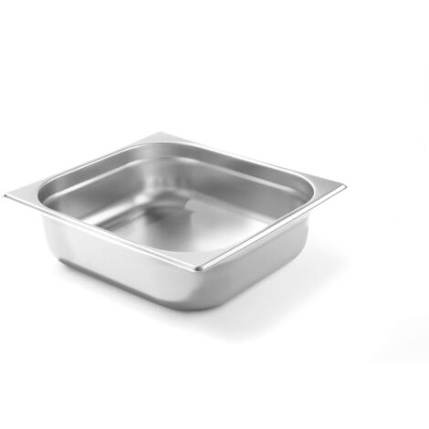 HENDI Contenitore Gastronorm, GN 2/3, resistenza termica -40 °C a 300 °C, compatibile con i forni a convezione, frigoriferi, bagno María, chafing dishes, 5.5L, 354x325x(H)65mm, acciaio inox