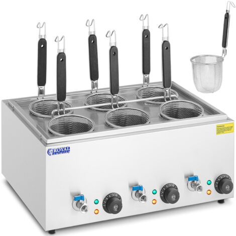 Cuocipasta con rubinetti, 6 cestelli, 3 x 6,5 l, 3000 W