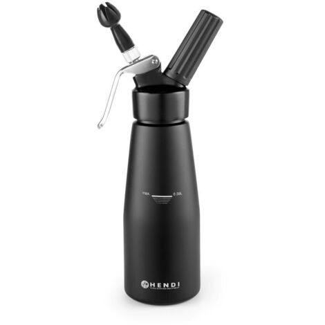 Sifone per panna montata N2O Kitchen Line SET + 3 beccucci 0,5L - Nero - HENDI 588420