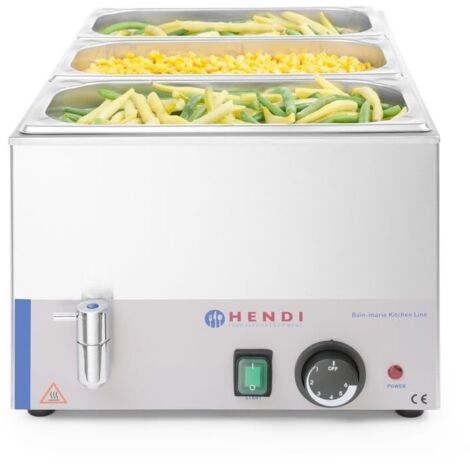 Bagnomaria elettrico regolabile per GN1/1 150mm con rubinetto - Hendi 238912