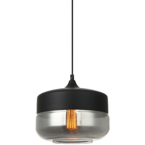 Italux Molina - Sospensione moderna nera a 1 luce con paralume nero, fumé, dimmerabile E27 (1/3)