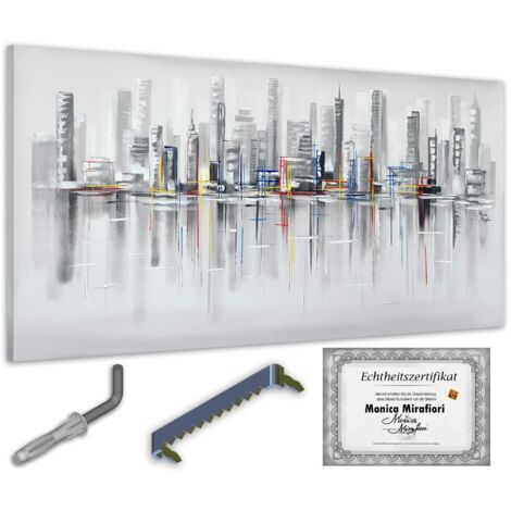 Monica Mirafiori I 100% DIPINTO A MANO I Quadro Città I 140x70cm  Quadro dipinto a mano  Quadro acrilico  Quadro acrilico molto grande I Arte moderna I Quadri d'arte (1/5)