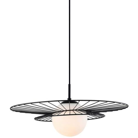 Italux Alison - Sospensione moderna a sospensione nera 1 luce con paralume bianco, attacco E27 (1/3)