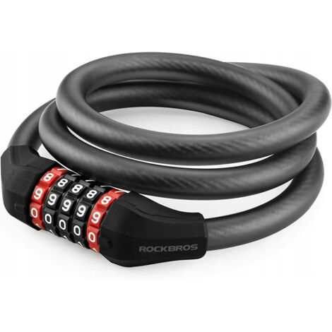 Lucchetto per bicicletta con combinazione a 5 cifre e corda da 1,8 m - nero (1/5)