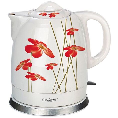 Bollitore elettrico Maestro in ceramica 1.5l/1200W/Bianco/Rosso [MR-066 BIAłO-CZERWONY]