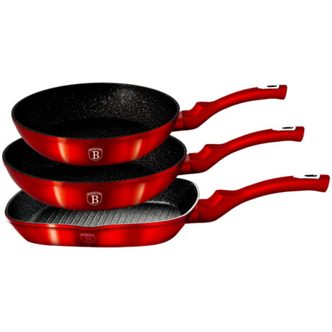 Set di 3 padelle rivestite in granito 20/24/28 cm BERLINGER HAUS Metallic Line Burgundy BH-1289-N (1/5)