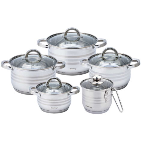 Set di pentole in acciaio 10 pezzi 1,7/2,1/2,9/3,9/6,6L KLAUSBERG KB-7696