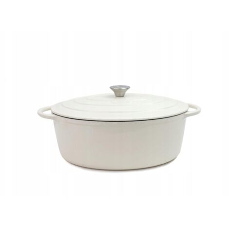 Tierra Pentola ovale in ghisa 30 cm 4 l Crema NOIS (1/5)