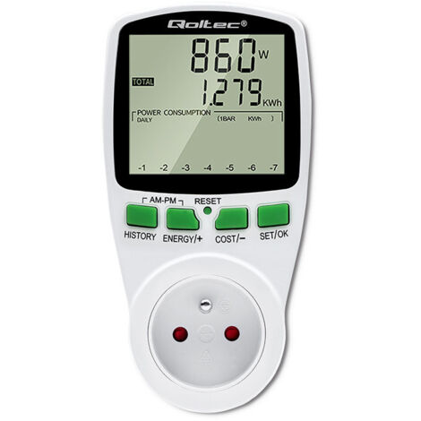 Misuratore di consumo energetico Wattmetro PM0627 con cronologia delle misurazioni 3680W 16A LCD