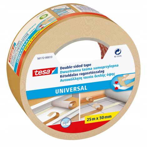 Nastro biadesivo universale Tesa per tappeti, 25 m, 50 mm