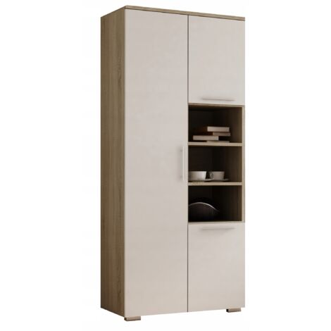Armadio APOLLO, APPENDIABITI, MENSOLA, 80 CM, SONOMA, BIANCO OPACO