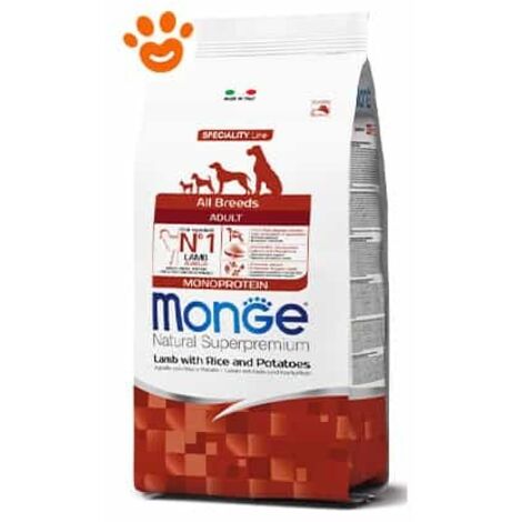 Monge All Breeds Adult Agneau Riz et Pommes de Terre 1 Sac 12,00 kg