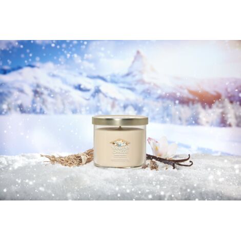 YANKEE CANDLE Candela Tumbler piccola in vetro Signature Vanilla Flurries