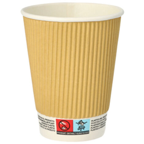 Bicchieri di carta, 0,3 l, diametro 9 cm, 11 cm, Ripple Wall, 25 pezzi.