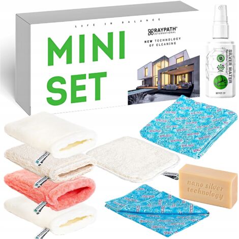 Raypath Mini Set per la pulizia di casa e ufficio, panni per la pulizia al nanoargento e sapone