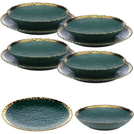 Set di 8 piatti Kati Green Gold