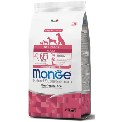 Monge Dog Natural Superpremium Adult All Breed Manzo e Riso - Monge Dog Natural Superpremium Adult All Breed Manzo e Riso - Sacco Da 2,5 Kg