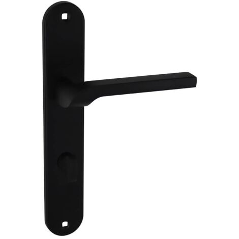 Maniglia per porta su piastra lunga con chiave LUGA II WC nero