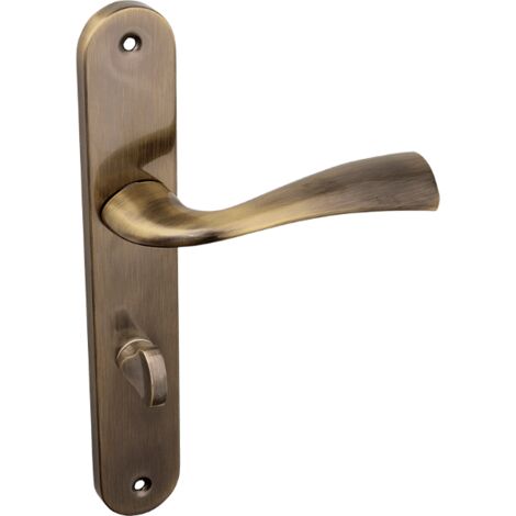 Maniglia per porta WC MALTA Patina 72 mm su piastra lunga