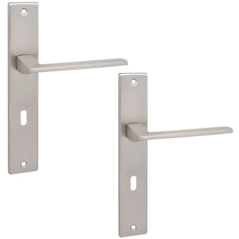 Maniglia per porta interna su piastra lunga con chiave Zambia Satin Kuchinox KAB3M1A