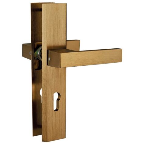 Maniglia per porta esterna FLOKO in alluminio patinato da 72 mm, inserto moderno su piastra posteriore lunga
