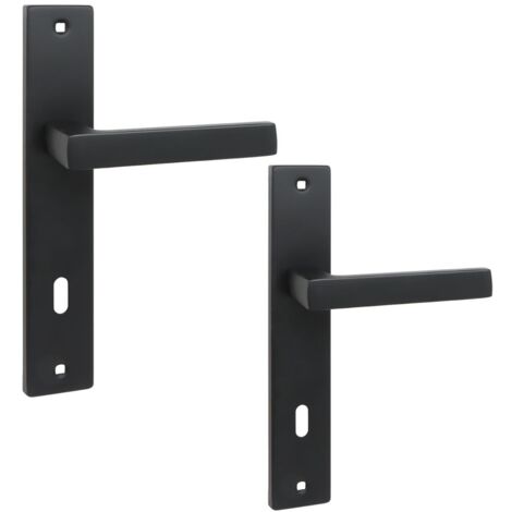 Maniglia per porta interna su piastra lunga 90 mm con chiave Rando, Kuchinox nero KRA916A
