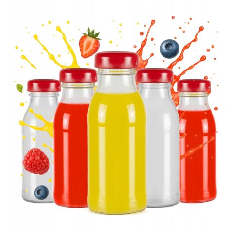 50x Bottiglie di vetro per succo di frutta SUCCO Bottiglia da 125 ml per succo di frutta Sciroppo di succo