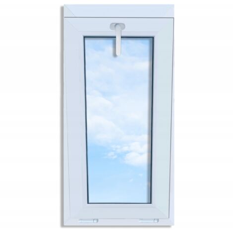 Finestra in PVC bianco, basculante, 60x100, 600x1000, 2 vetri, a vasistas, doppio vetro