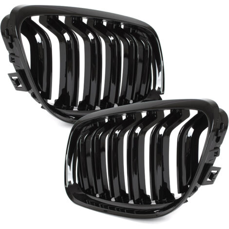 BMW 3 E90 / E91 09-13 BERLINA / STATION WAGON griglie tra i fari (reni) sinistra + destra set NERO LUCIDO DOPPIA BARRA