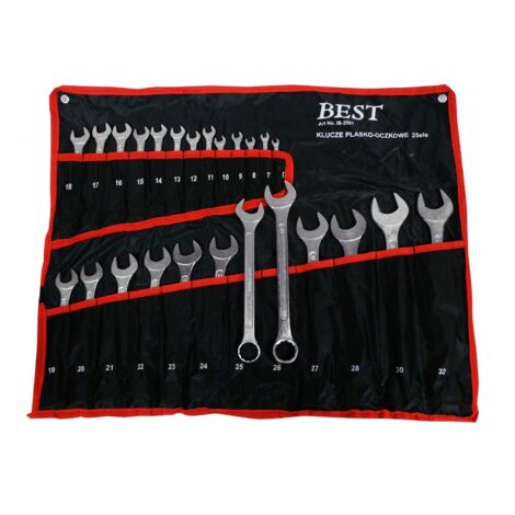 CHIAVI COMBINATE 25 PEZZI 6-32 mm CUSTODIA PIATTA ETUI SET (1/5)