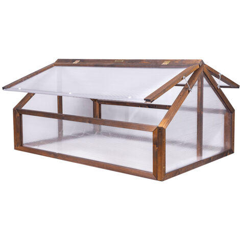 Greenspot Garden Cold House - 120 x 80 x 60 cm, Mini serra in legno per il giardino, Copertura apribile sul letto, Copertura per letto rialzato - per erbe aromatiche, verdure, fiori - Legno palissandr