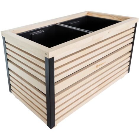 Eccellente vaso da fiori in legno con listelli 80x40x45cm, impregnazione incolore - Elegante vaso da fiori per terrazze e balconi per alberi, arbusti, fiori - Vaso da fiori di design, tinta unita Colo (1/5)