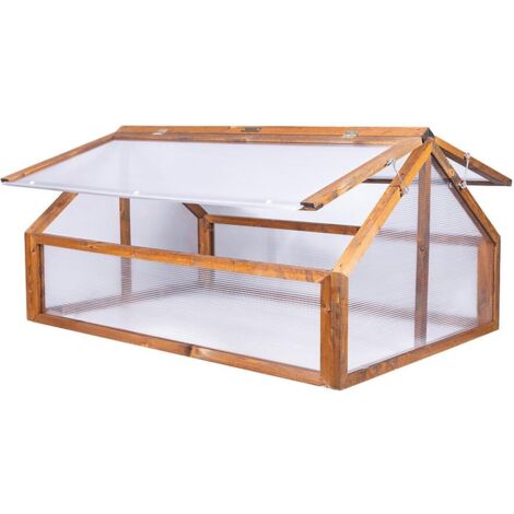 Greenspot Garden Cold House - 120 x 80 x 60 cm, Mini serra in legno per il giardino, Copertura apribile sul letto, Copertura per letto rialzato - per erbe aromatiche, verdure, fiori - Legno, Colore pa