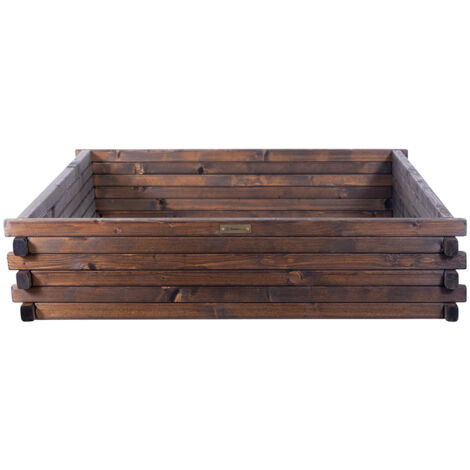 Letto rialzato in legno 100x100x24cm Greenspot - Letto rialzato per erbe aromatiche, fiori, ortaggi - Fioriera in legno impregnato - Legno Palissandro Scuro