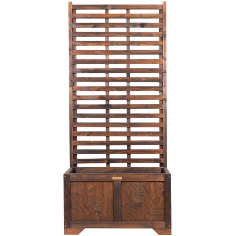 Pergola Vintage 80 x 42 x 180 cm - Fioriera in legno con scaletta per balcone, terrazza, giardino, 120 L - Pergola in legno per piante rampicanti - Separatore di spazi, colore palissandro scuro (1/5)