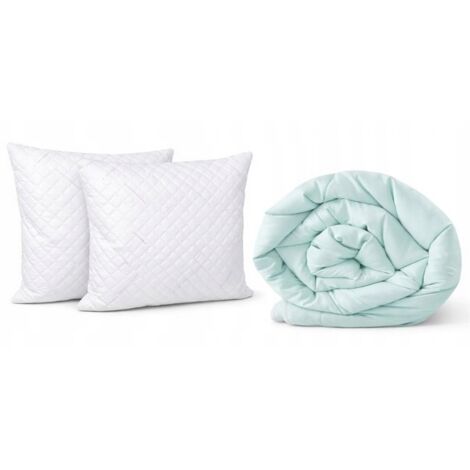 Trapunta 160x200cm Calda trapuntata per tutte le stagioni MENTA-BIANCO + 2 cuscini 70x80 (1/5)