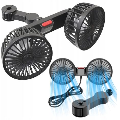 Ventilatore per auto a doppia rotazione, potente, a 360°, con alimentazione USB. (1/5)