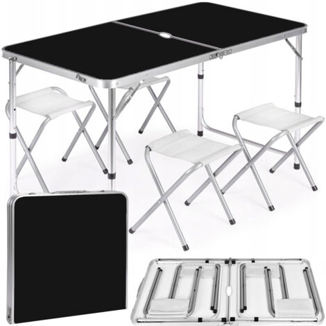Tavolo pieghevole con apertura 120x60cm Heckermann Nero + 4 sgabelli (1/5)