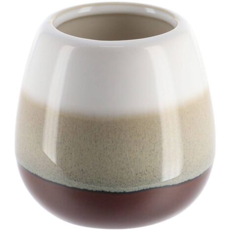 Bicchiere tondo tricolore gres - marrone beige - Tendance