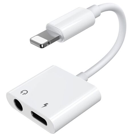 Adattatore splitter per cuffie Lightning da 3,5 mm per iPhone, colore bianco